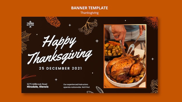 Free PSD happy thanksgiving horizontal banner template