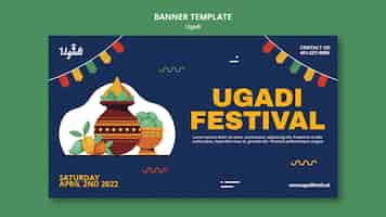Free PSD happy ugadi celebration horizontal banner template