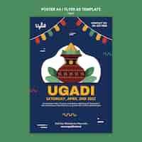 PSD gratuito modello del manifesto di celebrazione felice dell'ugadi