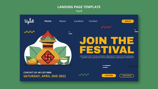 PSD gratuito modello web di felice celebrazione dell'ugadi