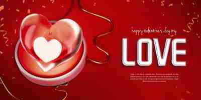 Free PSD happy valentine's day my love 3d social media banner design template