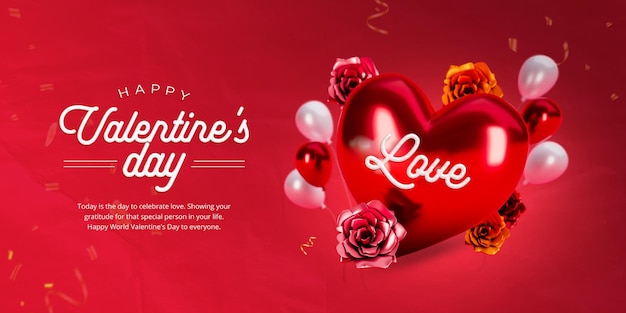 Happy valentine's day social media banner design template