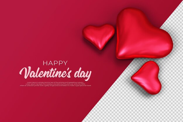 Happy valentine's day with 3D Rendering transparent