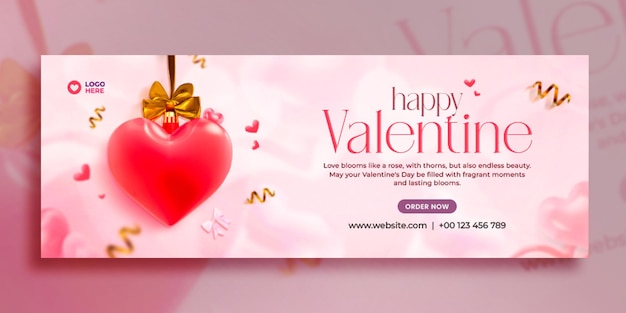 Free PSD happy valentines day social media facebook cover design template