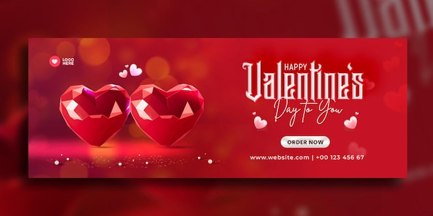 Free PSD happy valentines day social media facebook cover design template