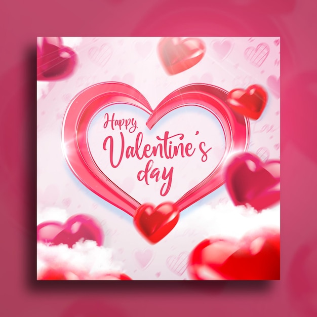 Happy valentines day social media instagram post design template