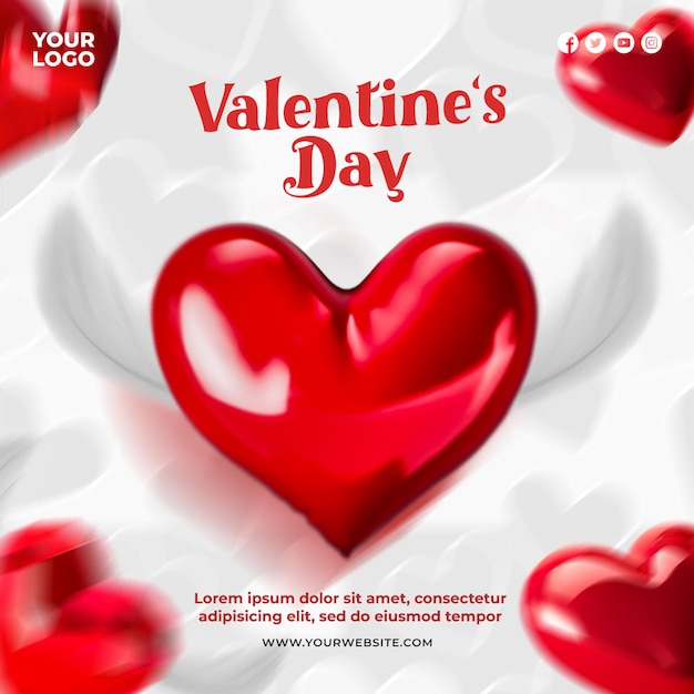 Happy valentines day social media post design template