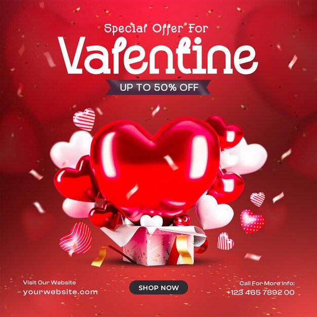 happy valentines day social media post design template