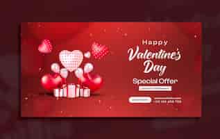 PSD gratuito buon giorno di valentino offerta speciale modello di progettazione di banner per i social media