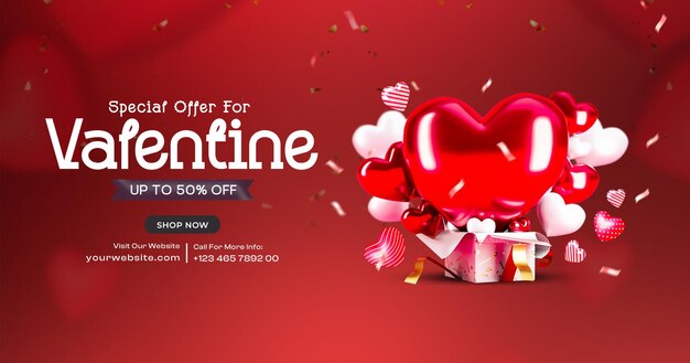 happy valentines day special offer social media banner design template