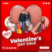 PSD gratuito happy valentines sale post sui social media