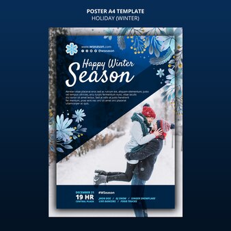 Happy winter holiday a4 poster template