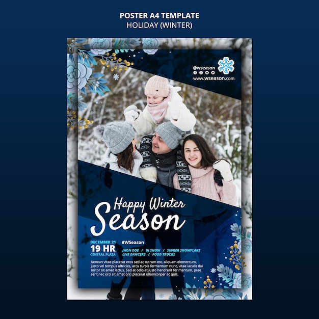 Happy winter holiday poster template