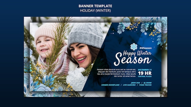 Happy winter season banner template