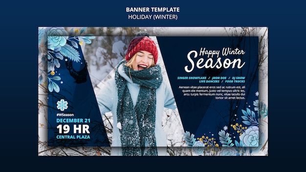 Happy winter season horizontal banner