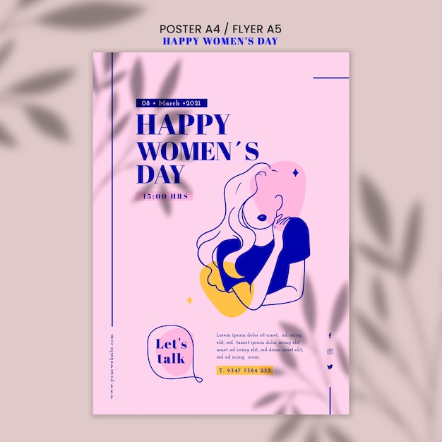 Free PSD happy woman day poster