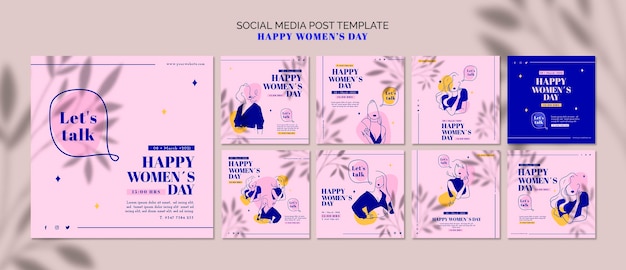 Free PSD happy woman day social media post