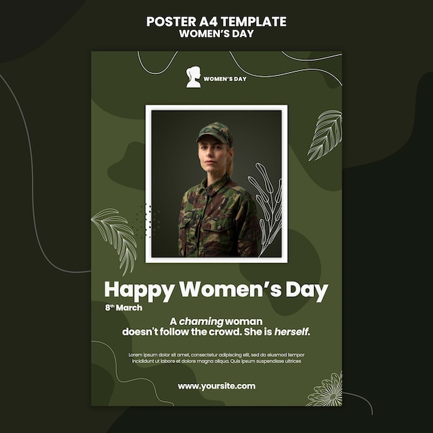 PSD gratuito modello di poster per la festa della donna felice