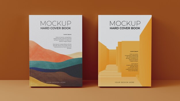 Hard cover books mockup arrangement Free Psd