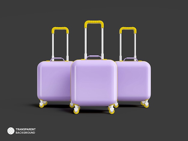 Free PSD hardside travel luggage suitcase isolated icon 3d render illustration