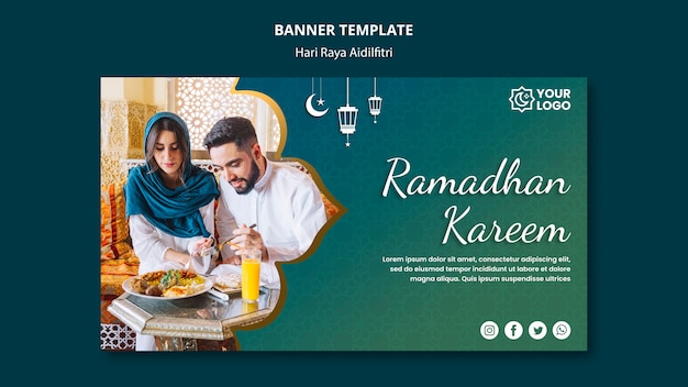 Free PSD hari raya aidilfitri banner theme