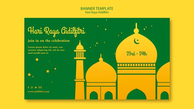 Hari raya aidilfitri horizontal banner template