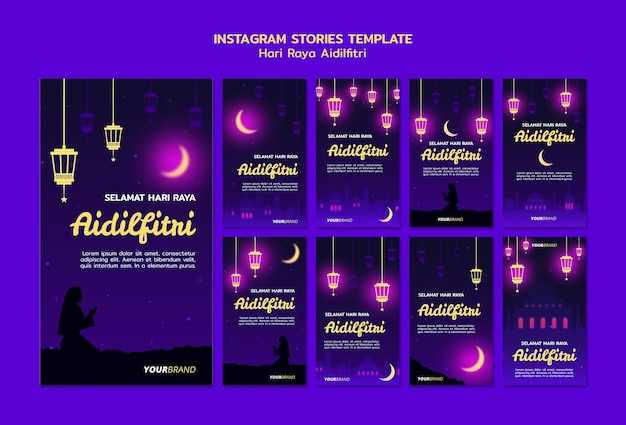 無料PSD hari raya aidilfitri instagramストーリーテンプレート