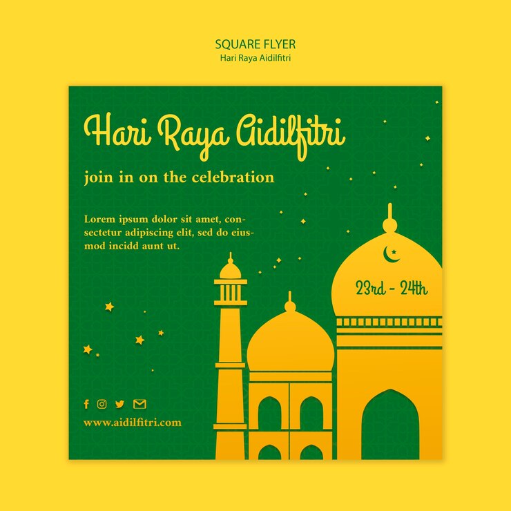 मुफ़्त PSD hari raya aidilfitri square flyer template