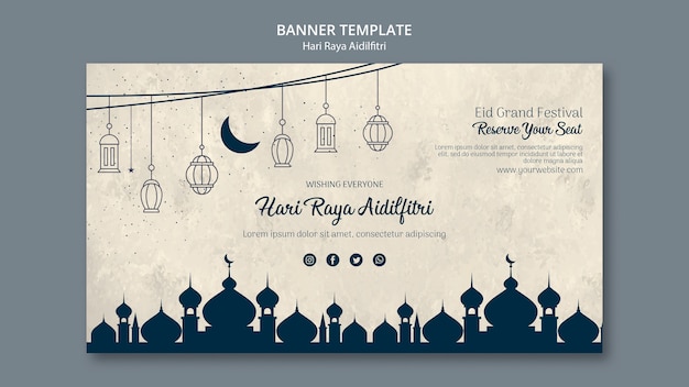 PSD gratuito banner di hari raya aldilfitri