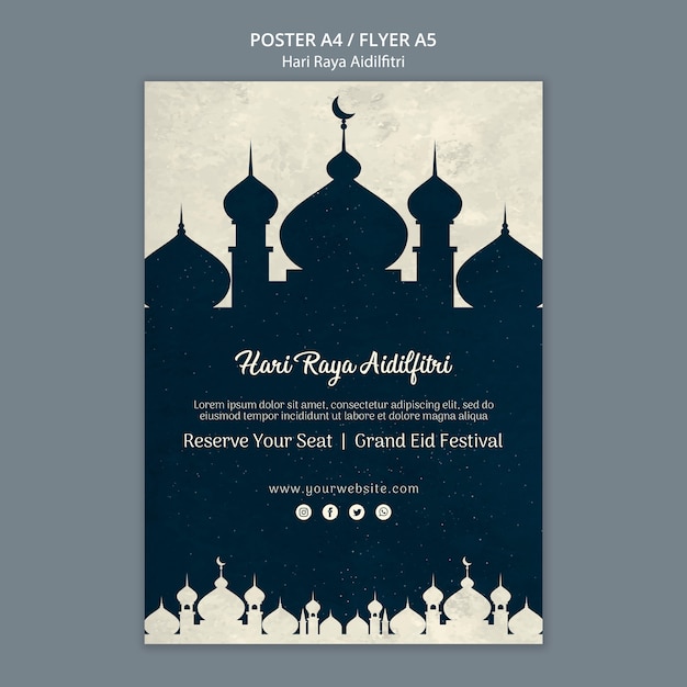 Free PSD hari raya aldilfitri poster concept