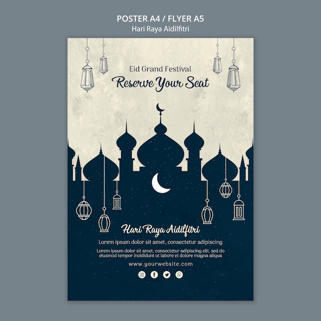 Modello di poster di hari raya aldilfitri