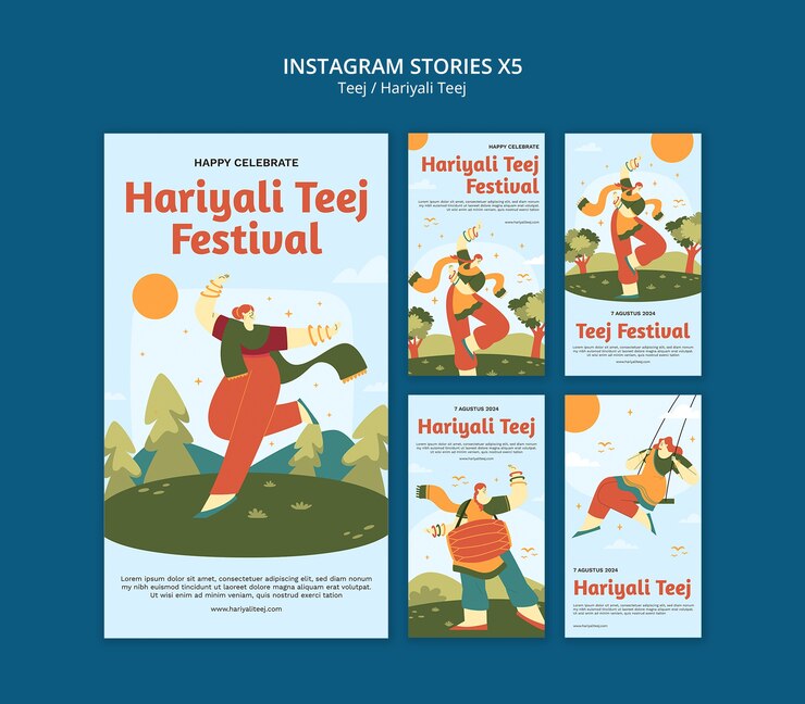 Free PSD hariyali teej celebration template
