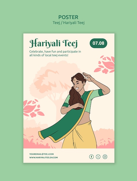 Free PSD hariyali teej template design