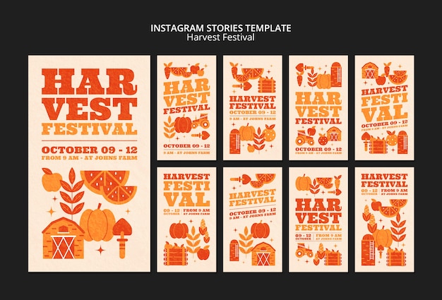 Free PSD harvest festival celebration instagram stories collection