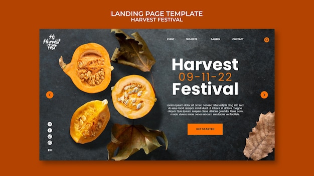 Free PSD harvest festival landing page