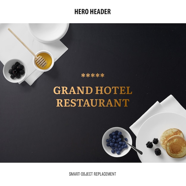 PSD gratuito header restaurant mockup.