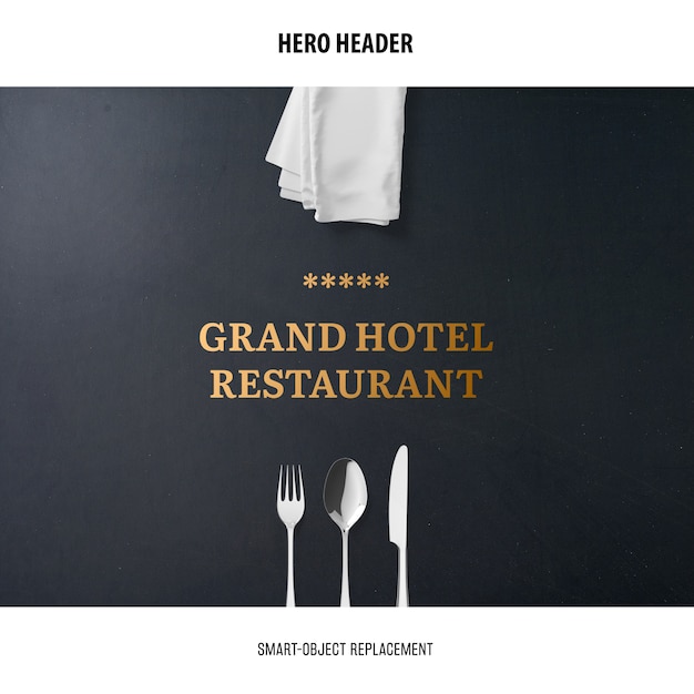 PSD gratuito header restaurant mockup.