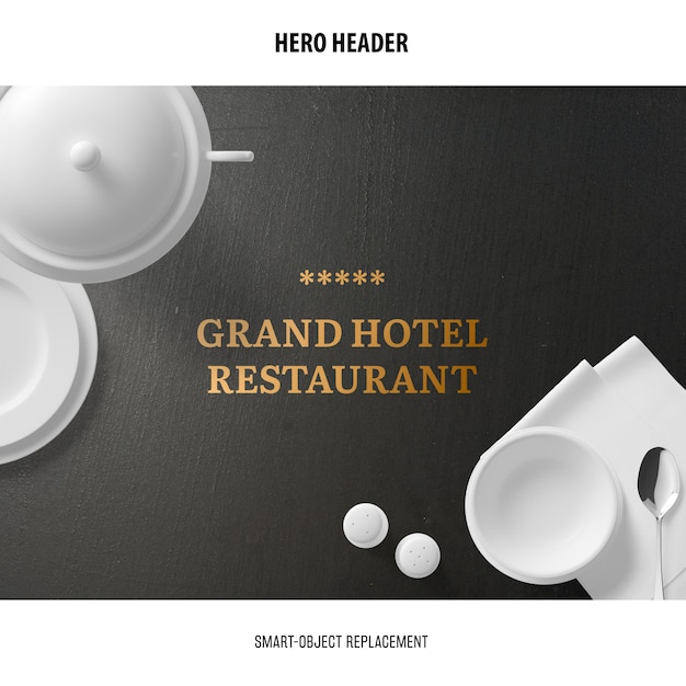 PSD gratuito header restaurant mockup.