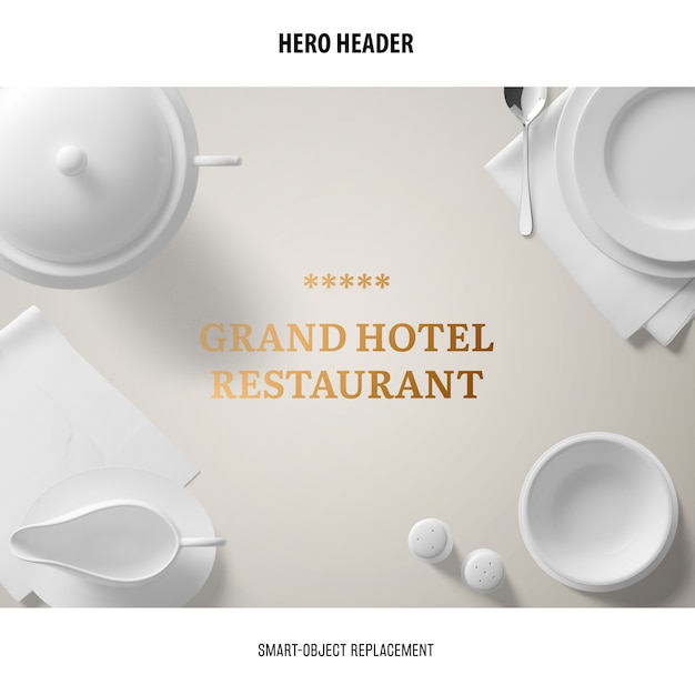 Free PSD header restaurant mockup.