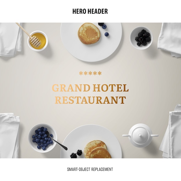 PSD gratuito header restaurant mockup.