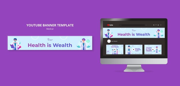 Health check-up and care youtube banner template