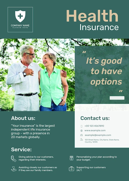 Health insurance poster template psd with editable text