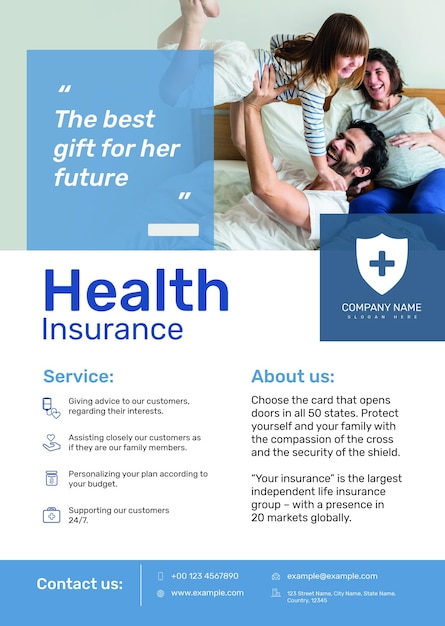 Health insurance poster template psd with editable text