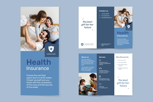 Health insurance template psd with editable text set
