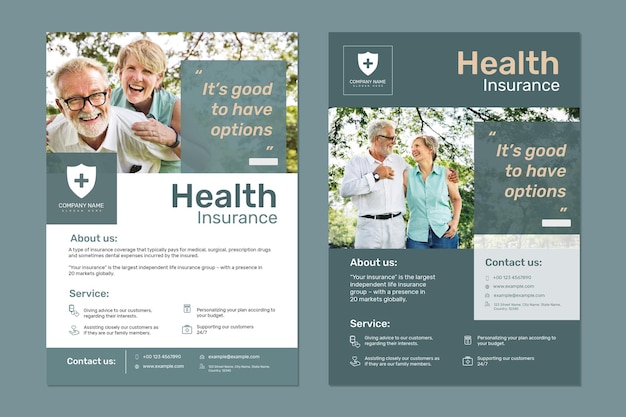 Free PSD health insurance template psd with editable text set