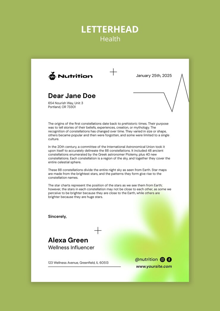 मुफ़्त PSD health letterhead template design