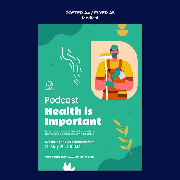 Health podcast poster template