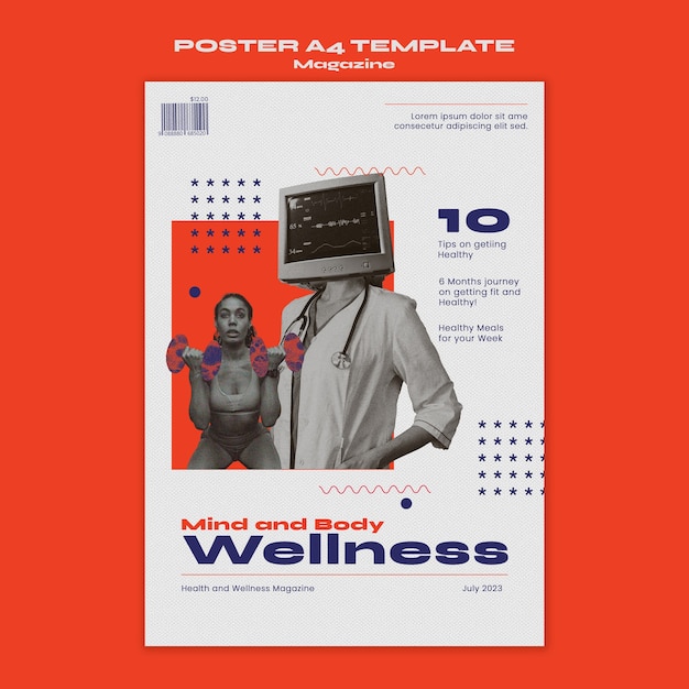 Health and Science Magazine Template Design Free PSD Download