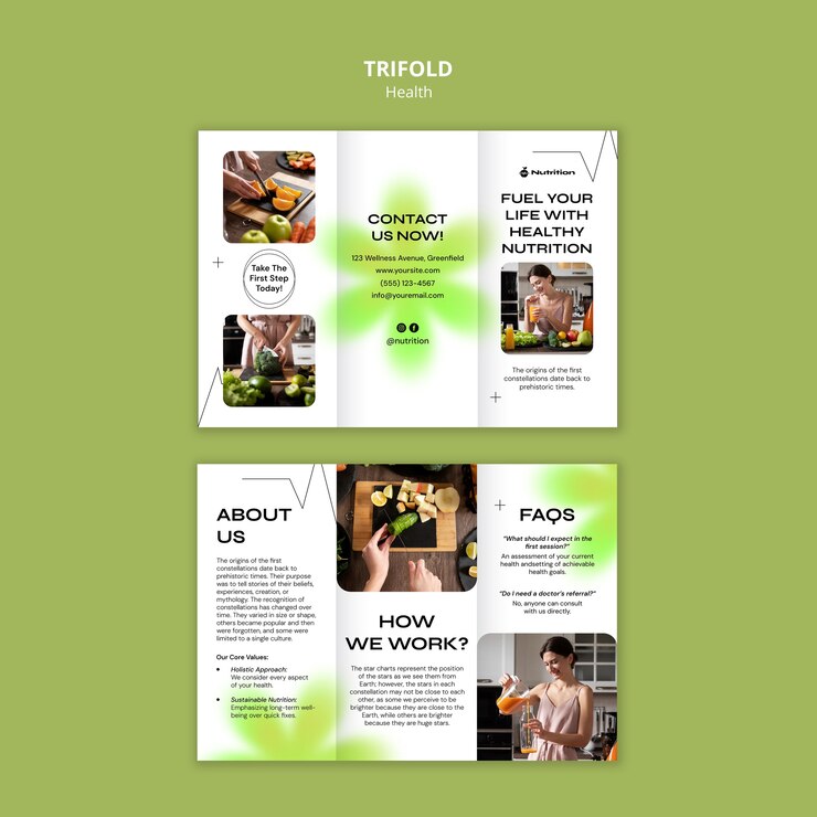 मुफ़्त PSD health trifold brochure template design