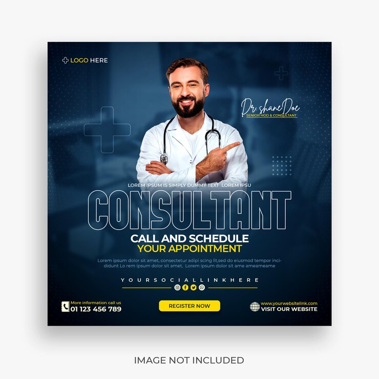 Free PSD healthcare consultant banner or square flyer for social media post template